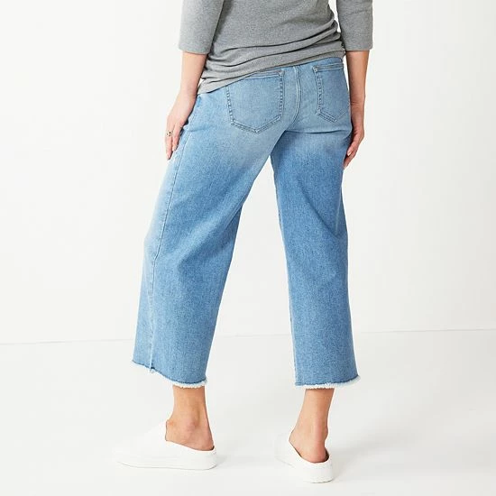 Maternity Sonoma Goods For Life® Over-Belly Frayed-Hem Wide-Leg Crop Jeans Ecru 4 Maternity Sonoma Goods For Life® Over-Belly Frayed-Hem Wide-Leg Crop Jeans Ecru - Image 2