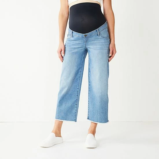 Maternity Sonoma Goods For Life® Over-Belly Frayed-Hem Wide-Leg Crop Jeans Ecru 5 Maternity Sonoma Goods For Life® Over-Belly Frayed-Hem Wide-Leg Crop Jeans Ecru - Image 3