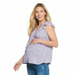 Maternity Sonoma Goods For Life® Pleated Button Front Top Light Wash