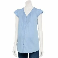 Maternity Sonoma Goods For Life® Pleated Button Front Top Light Wash -Sonoma Goods For Life shop unnamed file 13921