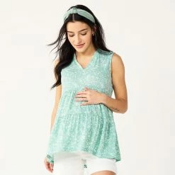 Maternity Sonoma Goods For Life® Tiered Ruffle Neck Top Light Blue Floral -Sonoma Goods For Life shop unnamed file 13934