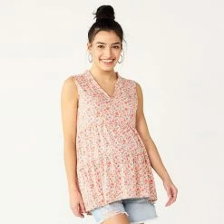 Maternity Sonoma Goods For Life® Tiered Ruffle Neck Top Light Blue Floral -Sonoma Goods For Life shop unnamed file 13935