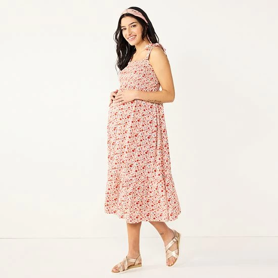 Maternity Sonoma Goods For Life® Smocked Tie-Shoulder Midi Dress White 5 Maternity Sonoma Goods For Life® Smocked Tie-Shoulder Midi Dress White - Image 3