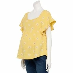 Maternity Sonoma Goods For Life® Squareneck Ruffle Top Multi Happy Stripe -Sonoma Goods For Life shop unnamed file 13973