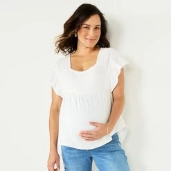 Maternity Sonoma Goods For Life® Squareneck Ruffle Top Multi Happy Stripe -Sonoma Goods For Life shop unnamed file 13975