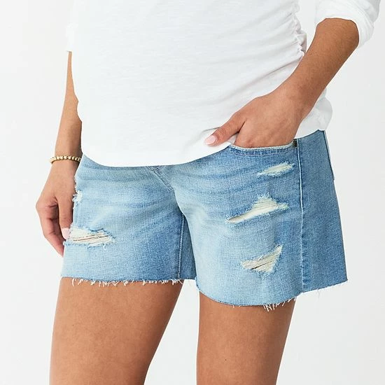 Maternity Sonoma Goods For Life® Over-the-Belly Frayed Hem Shorts Gray Wash 5 Maternity Sonoma Goods For Life® Over-the-Belly Frayed Hem Shorts Gray Wash - Image 3