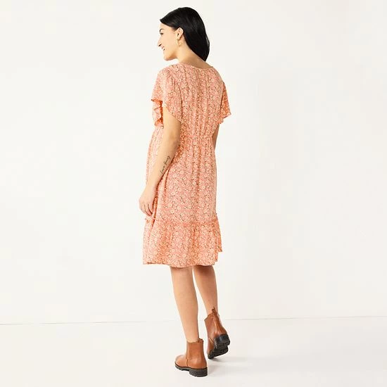 Maternity Sonoma Goods For Life® Flutter-Sleeve Tiered Dress Blue Plaid 4 Maternity Sonoma Goods For Life® Flutter-Sleeve Tiered Dress Blue Plaid - Image 2