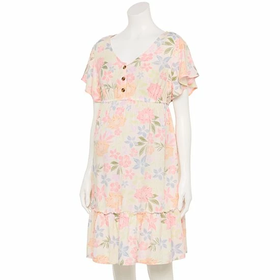 Maternity Sonoma Goods For Life® Flutter-Sleeve Tiered Dress Blue Plaid 8 Maternity Sonoma Goods For Life® Flutter-Sleeve Tiered Dress Blue Plaid - Image 6