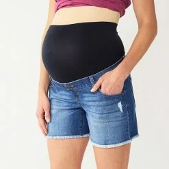 Maternity Sonoma Goods For Life® Inset Over-The-Belly Frayed Jean Shorts Medium Wash Destructio -Sonoma Goods For Life shop unnamed file 14023