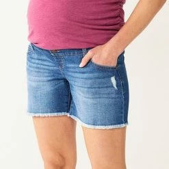 Maternity Sonoma Goods For Life® Inset Over-The-Belly Frayed Jean Shorts Medium Wash Destructio -Sonoma Goods For Life shop unnamed file 14024