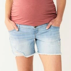 Maternity Sonoma Goods For Life® Inset Over-The-Belly Frayed Jean Shorts Medium Wash Destructio -Sonoma Goods For Life shop unnamed file 14025