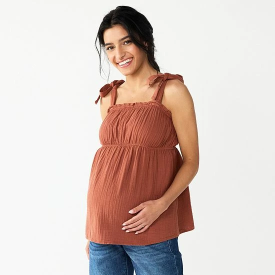 Maternity Sonoma Goods For Life® Tie-Shoulder Babydoll Top Rustic 3 Maternity Sonoma Goods For Life® Tie-Shoulder Babydoll Top Rustic