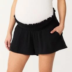 Maternity Sonoma Goods For Life® Smocked Shorts Pitch Black -Sonoma Goods For Life shop unnamed file 14040