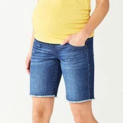 Maternity Sonoma Goods For Life® Over-the-Belly Frayed Hem Bermuda Shorts Dark Wash -Sonoma Goods For Life shop unnamed file 14054