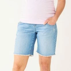 Maternity Sonoma Goods For Life® Over-the-Belly Frayed Hem Bermuda Shorts Dark Wash -Sonoma Goods For Life shop unnamed file 14055