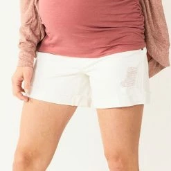 Maternity Sonoma Goods For Life® Side-Panel Cuffed Hem Jean Shorts Vital White