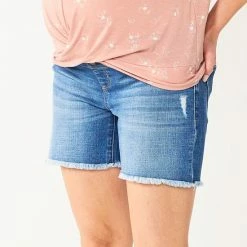 Maternity Sonoma Goods For Life® Side Panel Frayed Hem Jean Shorts Dark Wash -Sonoma Goods For Life shop unnamed file 14072