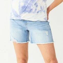 Maternity Sonoma Goods For Life® Side Panel Frayed Hem Jean Shorts Dark Wash -Sonoma Goods For Life shop unnamed file 14073