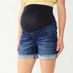 Maternity Sonoma Goods For Life® Inset Over-The-Belly Cuffed Hem Jean Shorts White -Sonoma Goods For Life shop unnamed file 14077