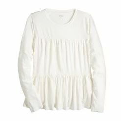 Women's Sonoma Goods For Life® Slubbed Tiered Long Sleeve Top Cream -Sonoma Goods For Life shop unnamed file 14353