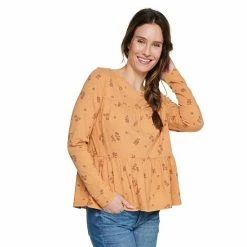 Women's Sonoma Goods For Life® Slubbed Tiered Long Sleeve Top Cream -Sonoma Goods For Life shop unnamed file 14359
