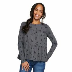 Women's Sonoma Goods For Life® Slubbed Tiered Long Sleeve Top Cream -Sonoma Goods For Life shop unnamed file 14360