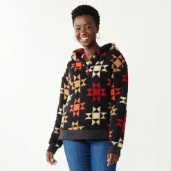 Petite Sonoma Goods For Life® Henley Sherpa Hoodie Black And Red Geo Prin -Sonoma Goods For Life shop unnamed file 14451