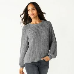 Women's Sonoma Goods For Life® Textured Balloon Sleeve Sweater Gray -Sonoma Goods For Life shop unnamed file 1451