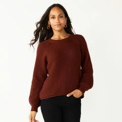 Women's Sonoma Goods For Life® Textured Balloon Sleeve Sweater Gray -Sonoma Goods For Life shop unnamed file 1454