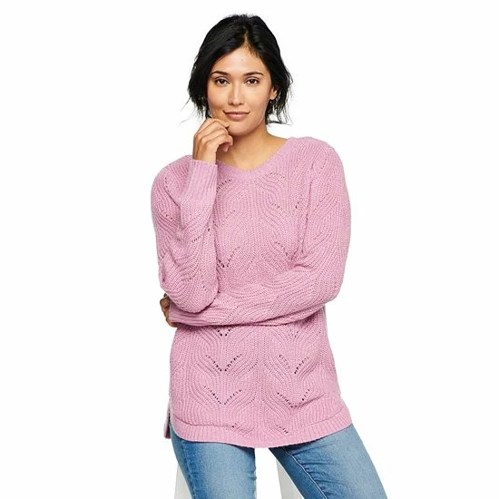 Women's Sonoma Goods For Life® Cozy Wave-Stitch Crewneck Sweater Black 10 Women's Sonoma Goods For Life® Cozy Wave-Stitch Crewneck Sweater Black - Image 8