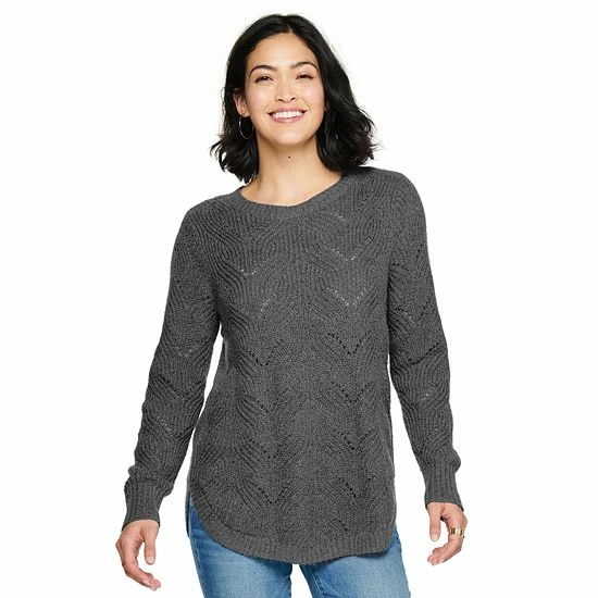 Women's Sonoma Goods For Life® Cozy Wave-Stitch Crewneck Sweater Black 19 Women's Sonoma Goods For Life® Cozy Wave-Stitch Crewneck Sweater Black - Image 17