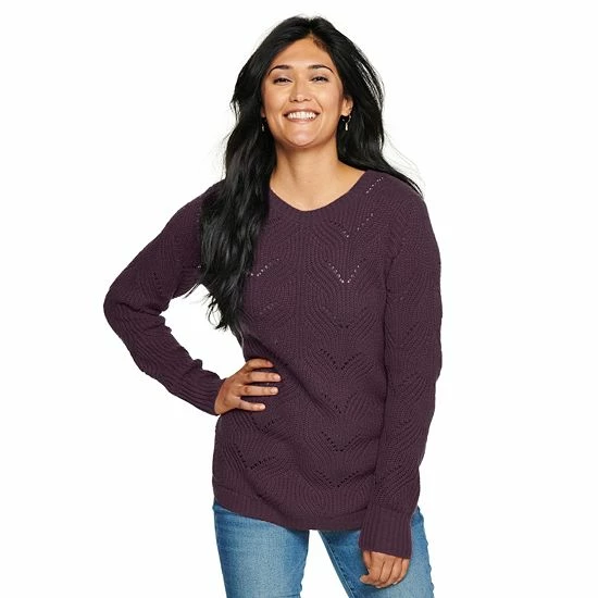 Women's Sonoma Goods For Life® Cozy Wave-Stitch Crewneck Sweater Black 21 Women's Sonoma Goods For Life® Cozy Wave-Stitch Crewneck Sweater Black - Image 19