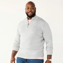 Big & Tall Sonoma Goods For Life® Quarter-Zip Sweater Storm Blue