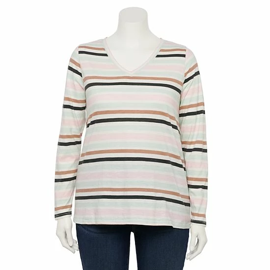 Plus Size Sonoma Goods For Life® Favorite V-Neck Long-Sleeve Tee White 6 Plus Size Sonoma Goods For Life® Favorite V-Neck Long-Sleeve Tee White - Image 4