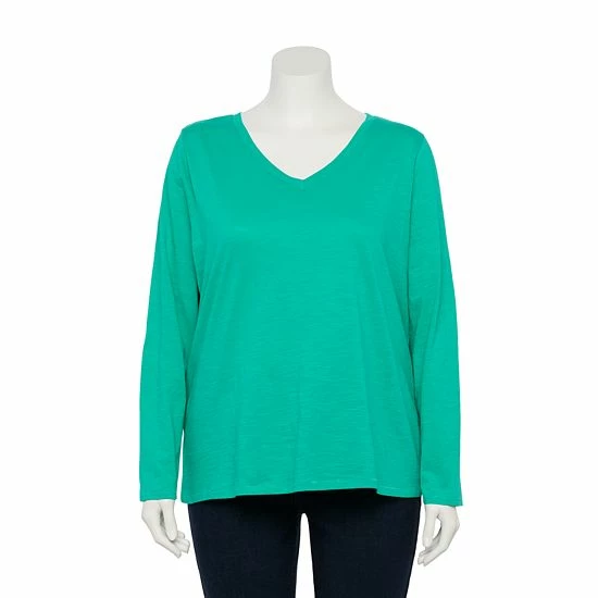 Plus Size Sonoma Goods For Life® Favorite V-Neck Long-Sleeve Tee White 9 Plus Size Sonoma Goods For Life® Favorite V-Neck Long-Sleeve Tee White - Image 7