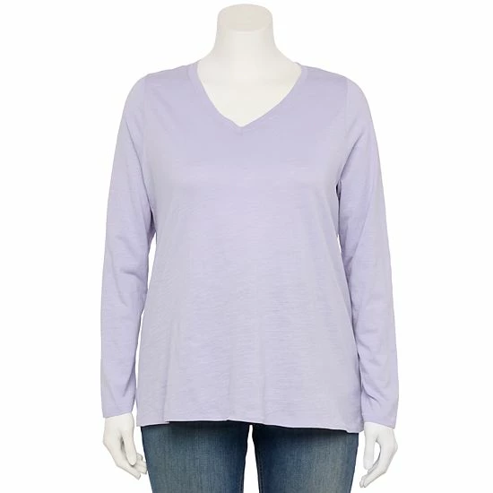 Plus Size Sonoma Goods For Life® Favorite V-Neck Long-Sleeve Tee White 10 Plus Size Sonoma Goods For Life® Favorite V-Neck Long-Sleeve Tee White - Image 8