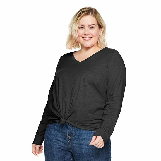 Plus Size Sonoma Goods For Life® Favorite V-Neck Long-Sleeve Tee White 11 Plus Size Sonoma Goods For Life® Favorite V-Neck Long-Sleeve Tee White - Image 9