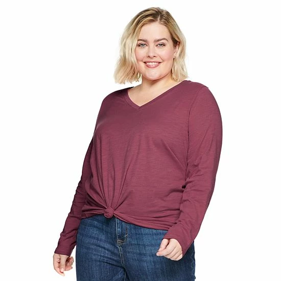 Plus Size Sonoma Goods For Life® Favorite V-Neck Long-Sleeve Tee White 12 Plus Size Sonoma Goods For Life® Favorite V-Neck Long-Sleeve Tee White - Image 10