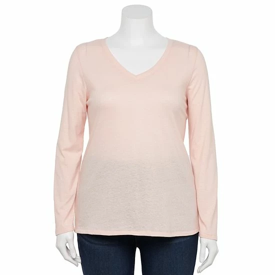 Plus Size Sonoma Goods For Life® Favorite V-Neck Long-Sleeve Tee White 14 Plus Size Sonoma Goods For Life® Favorite V-Neck Long-Sleeve Tee White - Image 12