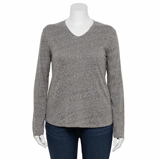 Plus Size Sonoma Goods For Life® Favorite V-Neck Long-Sleeve Tee White 15 Plus Size Sonoma Goods For Life® Favorite V-Neck Long-Sleeve Tee White - Image 13