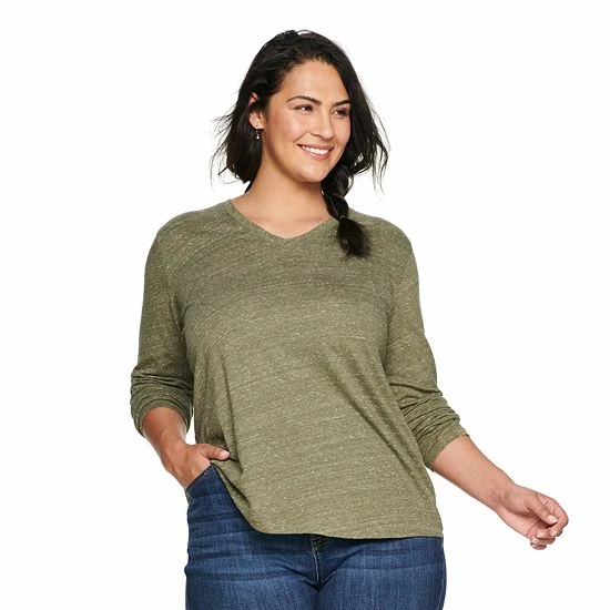 Plus Size Sonoma Goods For Life® Favorite V-Neck Long-Sleeve Tee White 16 Plus Size Sonoma Goods For Life® Favorite V-Neck Long-Sleeve Tee White - Image 14