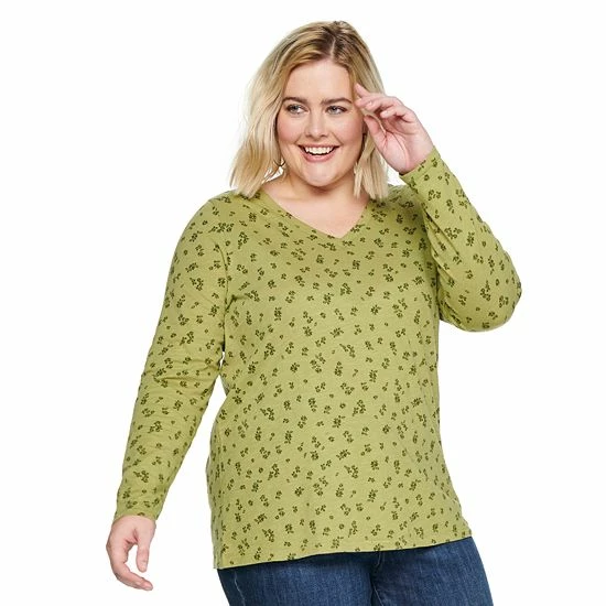 Plus Size Sonoma Goods For Life® Favorite V-Neck Long-Sleeve Tee White 19 Plus Size Sonoma Goods For Life® Favorite V-Neck Long-Sleeve Tee White - Image 17