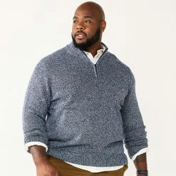 Big & Tall Sonoma Goods For Life® Quarter-Zip Sweater Storm Blue -Sonoma Goods For Life shop unnamed file 1463