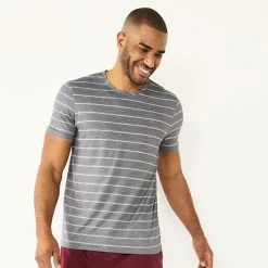 Men's Sonoma Goods For Life® Seriously Soft Crewneck Pajama Tee Charcoal Double Stripe -Sonoma Goods For Life shop unnamed file 14647