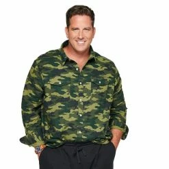 Big & Tall Sonoma Goods For Life® Regular-Fit Flannel Button-Down Shirt Olive Black Buff -Sonoma Goods For Life shop unnamed file 14679