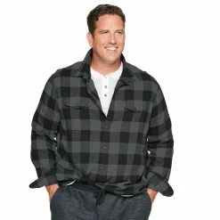 Big & Tall Sonoma Goods For Life® Regular-Fit Flannel Button-Down Shirt Olive Black Buff -Sonoma Goods For Life shop unnamed file 14685