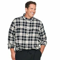 Big & Tall Sonoma Goods For Life® Regular-Fit Flannel Button-Down Shirt Olive Black Buff -Sonoma Goods For Life shop unnamed file 14686