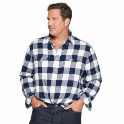 Big & Tall Sonoma Goods For Life® Regular-Fit Flannel Button-Down Shirt Olive Black Buff -Sonoma Goods For Life shop unnamed file 14689