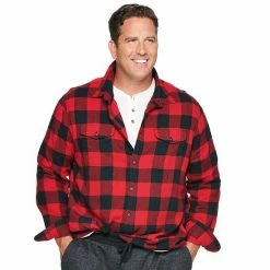 Big & Tall Sonoma Goods For Life® Regular-Fit Flannel Button-Down Shirt Olive Black Buff -Sonoma Goods For Life shop unnamed file 14691