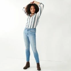 Women's Sonoma Goods For Life® Curvy High-Waisted Skinny Jeans Destructed Blue Wash -Sonoma Goods For Life shop unnamed file 14711